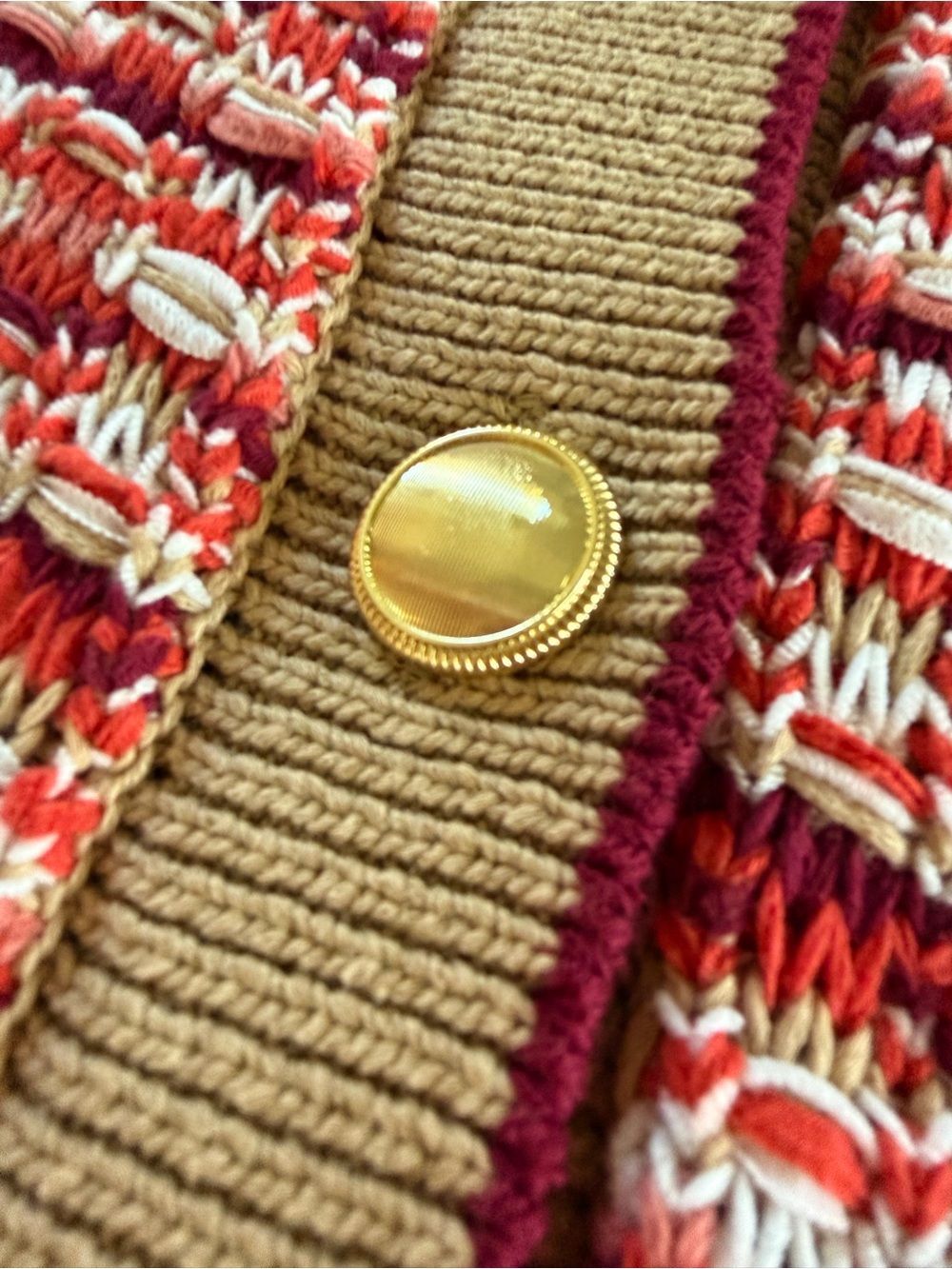 Ann Taylor Red & Cream Tweed-Style Button Cardigan - Picture 3 of 5